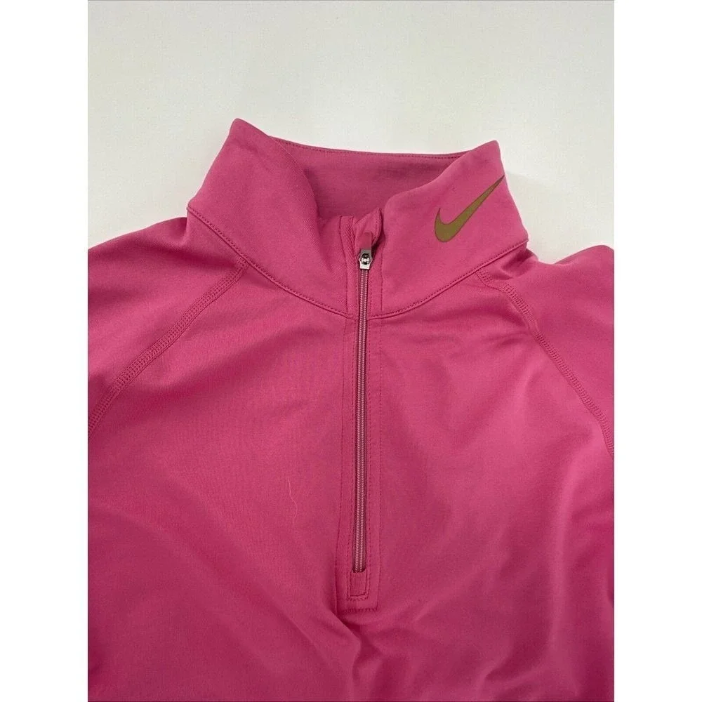 NIKE Combat Pink Fleece Medium Fitted DRI-Fit Quarter Zip